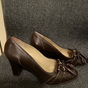 Talbots Brown Leather Tassel Heels